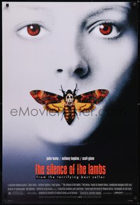 6k0911 SILENCE OF THE LAMBS style D DS 1sh 1991 creepy image of Jodie Foster with moth over mouth!