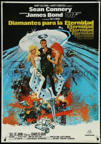 6k0367 DIAMONDS ARE FOREVER Spanish R1983 art of Sean Connery as James Bond 007 by Robert McGinnis!