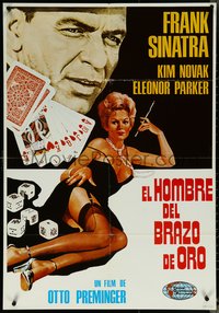 6k0370 MAN WITH THE GOLDEN ARM Spanish R1983 Sinatra, Novak, Preminger, poker gambling, ultra rare!