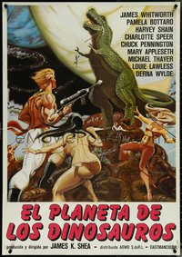6k0371 PLANET OF DINOSAURS Spanish 1978 different sexy and wild sci-fi artwork by Ken Hoff, rare!