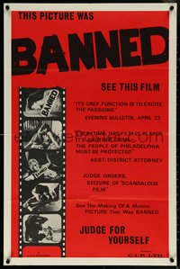 6k0500 BANNED 23x35 special poster 1966 Judy Adler, judge order seizure of scandalous film, rare!