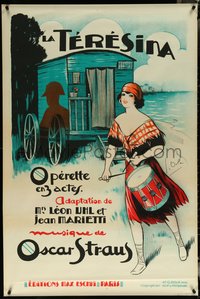 6k0010 LA TERESINA 32x47 French stage poster 1929 cool Dola art of gypsy by Napoleon's shadow, rare!