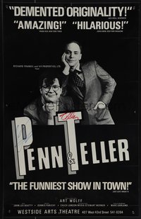 6k0116 PENN & TELLER signed 14x22 stage poster 2006 they both signed this in person after NYC show!