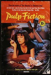 6k0170 PULP FICTION advance 20x29 special poster 1994 Tarantino, Uma Thurman smoking Lucky Strikes!