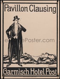 6k0345 GARMISCH HOTEL POST 23x31 German travel poster 1922 great Franz Franziss art, ultra rare!