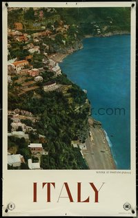 6k0346 ITALY 25x39 Italian travel poster 1961 beach, cliff and city at Positano!