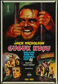 6k0340 ONE FLEW OVER THE CUCKOO'S NEST Turkish 1981 Jack Nicholson, wild misleading artwork!
