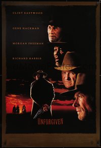 6k0972 UNFORGIVEN DS 1sh 1992 gunslinger Clint Eastwood, Gene Hackman, Morgan Freeman, Harris!