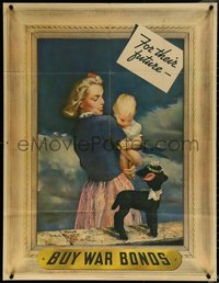 6k0014 BUY WAR BONDS 29x37 WWII war poster 1943 A.E.O. Munsell art of woman with baby by toy lamb!