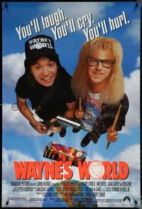 6k0987 WAYNE'S WORLD int'l DS 1sh 1991 Mike Myers & Dana Carvey from Saturday Night Live sketch!