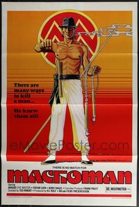 6m0277 LOT OF 18 FORMERLY TRI-FOLDED SINGLE-SIDED 27X41 MACHOMAN ONE-SHEETS 1980 kung fu!