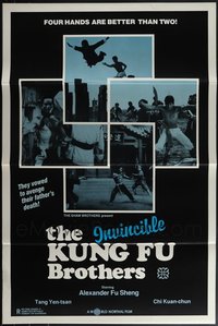 6m0132 LOT OF 34 FORMERLY TRI-FOLDED SINGLE-SIDED 27X41 INVINCIBLE KUNG-FU BROTHERS ONE-SHEETS 1976