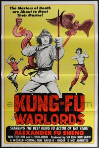 6m0318 LOT OF 15 FORMERLY TRI-FOLDED SINGLE-SIDED 27X41 KUNG-FU WARLORDS ONE-SHEETS 1977 kung fu!