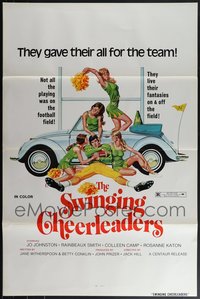 6m0165 LOT OF 25 FORMERLY TRI-FOLDED SINGLE-SIDED 27X41 SWINGING CHEERLEADERS ONE-SHEETS 1974 sexy!