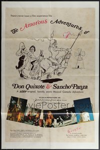 6m0309 LOT OF 16 FORMERLY TRI-FOLDED SINGLE-SIDED 27X41 AMOROUS ADVENTURES OF DON QUIXOTE & SANCHO PANZ 1976