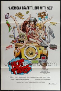 6m0128 LOT OF 10 FORMERLY FOLDED SINGLE-SIDED 27X41 HOT TIMES ONE-SHEETS 1975 sexy cartoon art!