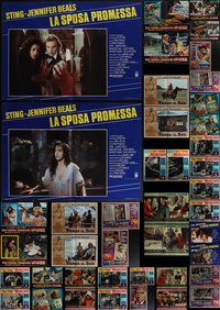 6m0716 LOT OF 57 FORMERLY FOLDED 1960s-1980s ITALIAN 19X27 PHOTOBUSTAS 1960s-1980s movie scenes!