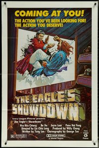 6m0182 LOT OF 24 FORMERLY TRI-FOLDED SINGLE-SIDED EAGLE'S SHOWDOWN ONE-SHEETS 1970s 3D kung fu art!