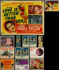 6m0057 LOT OF 10 FORMERLY FOLDED ELIZABETH TAYLOR HALF-SHEETS & 2 INSERTS 1950s-1960s great images!