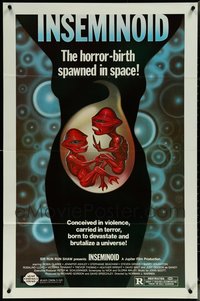6m0427 LOT OF 9 FORMERLY TRI-FOLDED SINGLE-SIDED 27X41 INSEMINOID ONE-SHEETS 1981 horror-birth!