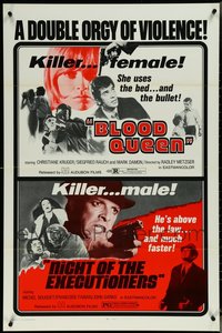 6m0344 LOT OF 14 FORMERLY TRI-FOLDED SINGLE-SIDED 27X41 BLOOD QUEEN/NIGHT OF THE EXECUTIONERS ONE-SHEET 1973