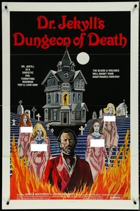 6m0369 LOT OF 12 FORMERLY TRI-FOLDED SINGLE-SIDED 27X41 DR. JEKYLL'S DUNGEON OF DEATH ONE-SHEETS 1982
