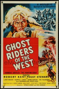 6m0422 LOT OF 9 FORMERLY TRI-FOLDED SINGLE-SIDED 27X41 PHANTOM RIDER R54 RE-TITLED ONE-SHEETS R1954
