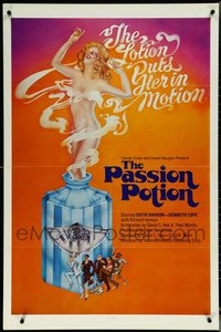 6m0168 LOT OF 25 FORMERLY TRI-FOLDED SINGLE-SIDED 27X41 PASSION POTION ONE-SHEETS 1971 sexy art!