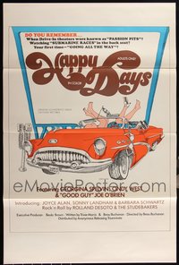 6m0302 LOT OF 16 FORMERLY TRI-FOLDED SINGLE-SIDED HAPPY DAYS ONE-SHEETS 1974 sexy drive-in art!