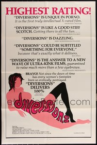 6m0320 LOT OF 15 FORMERLY TRI-FOLDED SINGLE-SIDED 27X41 DIVERSIONS ONE-SHEETS 1976 sexy art!