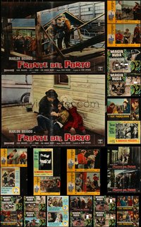 6m0749 LOT OF 36 FORMERLY FOLDED ITALIAN 19X27 PHOTOBUSTAS 1960s-1970s a variety of movie scenes!