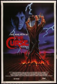 6m0462 LOT OF 7 UNFOLDED SINGLE-SIDED 27X40 CURSE ONE-SHEETS 1987 Wil Wheaton, cool horror art!