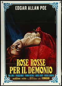 6p0398 DEMONS OF THE MIND Italian 1p 1973 Hammer, Piovano art of dead woman covered in red w/ rose!