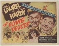 6p0566 FLYING DEUCES TC R1946 great artwork of Stan Laurel & Oliver Hardy + girl in airplane!