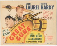 6p0570 GREAT GUNS TC 1941 great art of soldiers Stan Laurel & Oliver Hardy in tank, ultra rare!