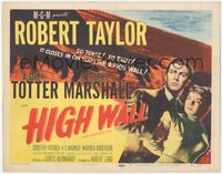 6p0571 HIGH WALL TC 1948 cool noir art of Robert Taylor & Audrey Totter chased by silhouette!