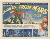 6p0577 INVADERS FROM MARS TC 1953 classic, art of hordes of green monsters from outer space!