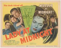 6p0581 LADY AT MIDNIGHT TC 1948 Richard Denning, the clock ticked off murder at midnight, rare!