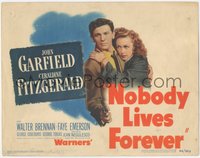 6p0589 NOBODY LIVES FOREVER TC 1946 c/u John Garfield with gun holding pretty Geraldine Fitzgerald!