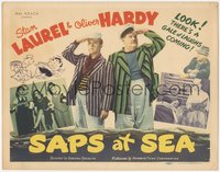 6p0593 SAPS AT SEA TC R1946 Stan Laurel & Oliver Hardy, there's a gale of laughs coming, ultra rare!