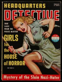 6p0431 HEADQUARTERS DETECTIVE vol 1 no 8 magazine 1941 art of sexy female convict escapee, ultra rare!