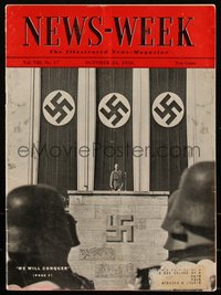 6p0437 NEWSWEEK magazine Oct 24, 1936 Adolf Hitler gives We Will Conquer speech to Nazi soldiers!