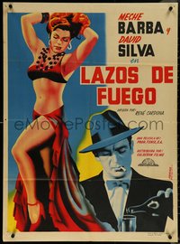 6p0346 LAZOS DE FUEGO Mexican poster 1948 sexy different art by Juanino Renau Berenguer, ultra rare!