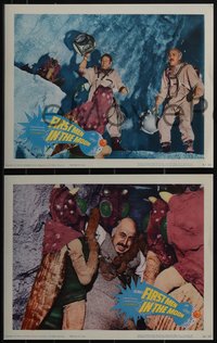 6p0838 FIRST MEN IN THE MOON 7 LCs 1964 Ray Harryhausen, H.G. Wells, great alien images!