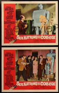 6p0818 SEX KITTENS GO TO COLLEGE 8 LCs 1960 cool images of sexy Mamie Van Doren & Bardot's sister!