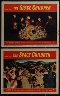 6p0822 SPACE CHILDREN 8 LCs 1958 the giant alien brain, kids playing with glowing space brain!