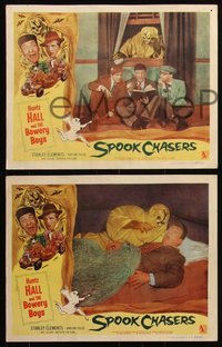 6p0823 SPOOK CHASERS 8 LCs 1957 Huntz Hall and the Bowery Boys, cool wacky horror border art!