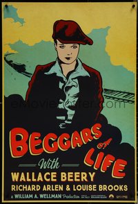 6r0638 BEGGARS OF LIFE 1sh R2017 Wallace Beery, wonderful vintage style artwork of Louise Brooks!