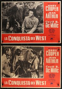 6r0559 PLAINSMAN group of 7 Italian 19x27 pbustas R1959 Gary Cooper & Jean Arthur, Cecil B. DeMille!