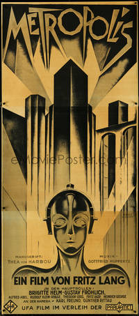 6r0075 METROPOLIS S2 poster 1997 Fritz Lang classic, Schulz-Neudamm inspired art of female robot!